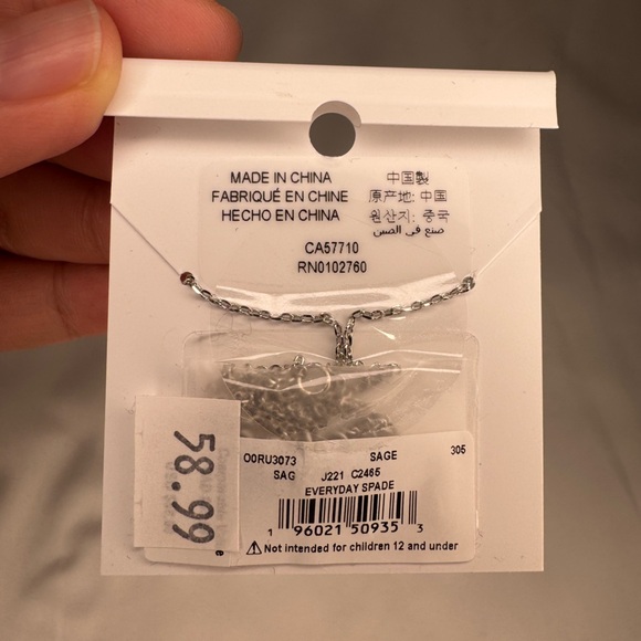 Kate Spade Sage MSRP $59 Everyday Spade Necklace - Picture 2 of 2